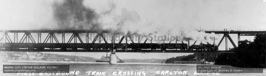 Postcard: First Eastbound Train Crossing Carlton Bridge